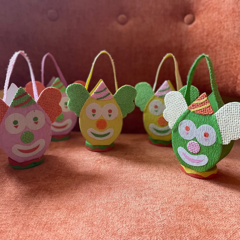 Set of 5 Vintage  Clown Treat Baskets